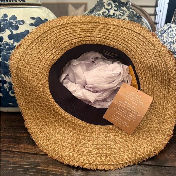 NWT Eric Javits Look Again Packable Fedora - Natural / Black - Picture 8 of 11